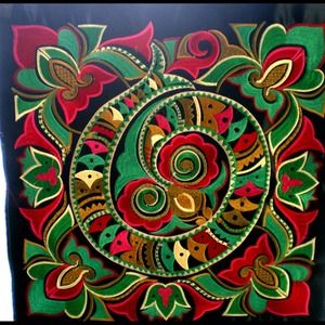 Beautiful Chinese Embroidered Floral Fragment.