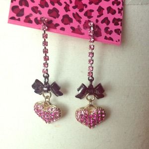 Betsey Johnson heart and bow earrings