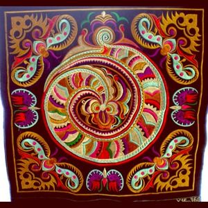 Beautiful Chinese Embroidered Floral Fragment.