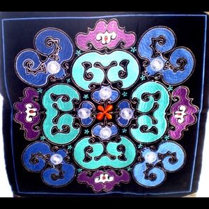 Beautiful Chinese Embroidered Floral Fragment.