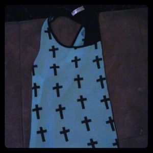 Aqua with black crosses