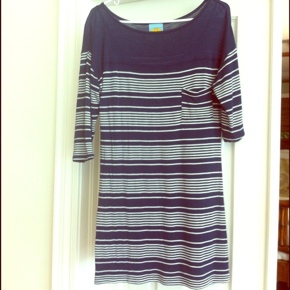 C and C California Navy White Striped Dress xs