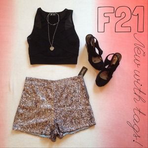 Silver sequin shorts