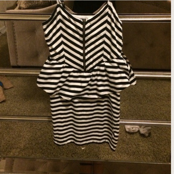 Black and white striped dress