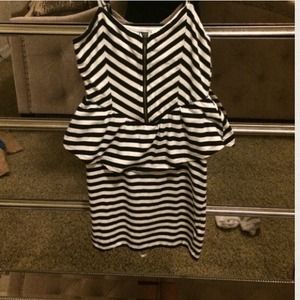 Black and white striped dress