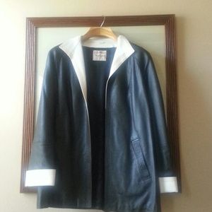 Black and white vintage leather jacket