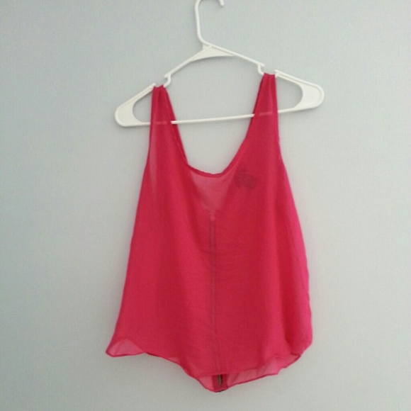 Pink Sheer Zipper Tank
