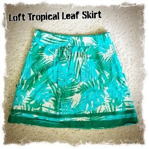 🚫SOLD Loft Tropical Leaf Green/Teal Skirt