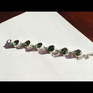 Green Amethyst Sterling Silver Bracelet