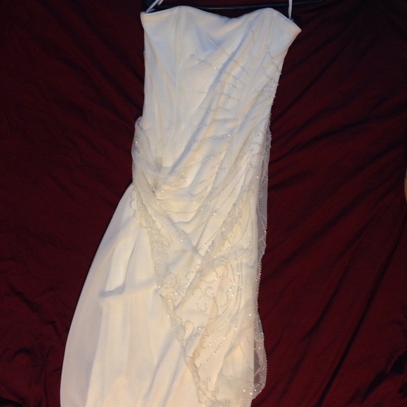 Floor length white formal dress