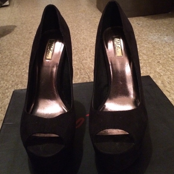 peep toe black, studded heels from Wild Pair - Picture 2 of 3