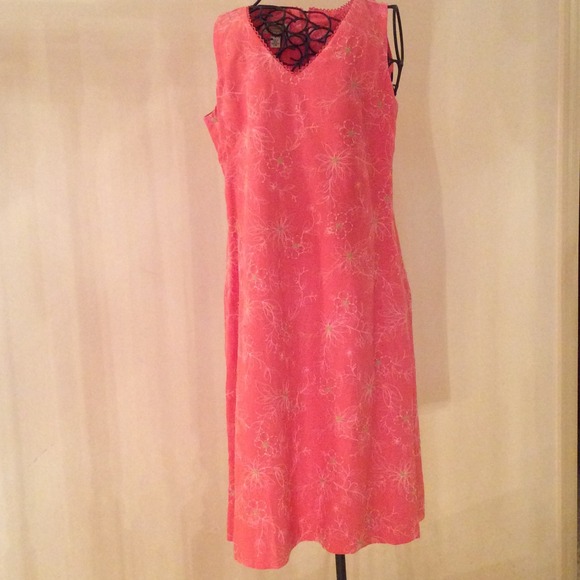 New Talbots coral linen dress