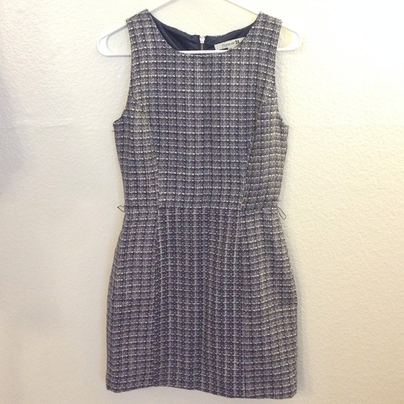 F21 Navy and Cream Tweed Dress NWOT