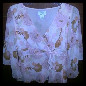 Ann Taylor Kimono Sleeve Blush Pink Floral Top
