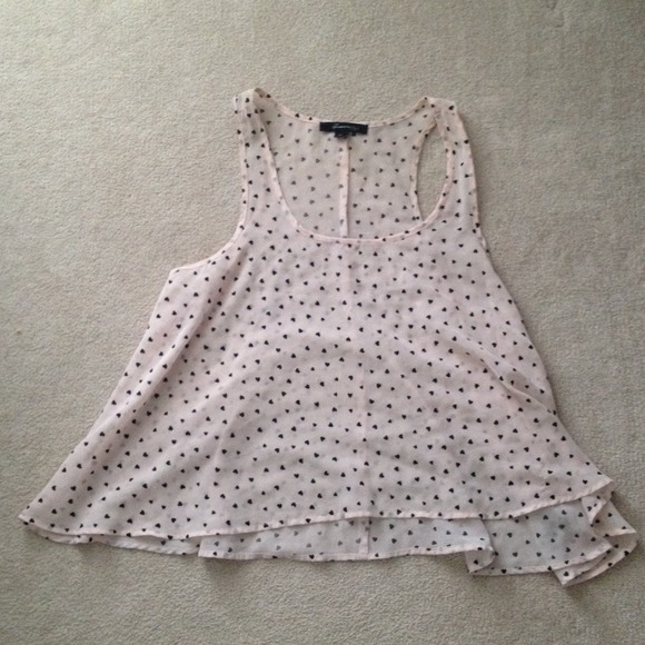 Pink and Black Heart Chiffon Tank
