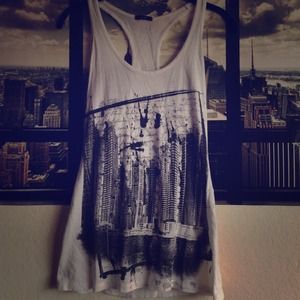 Black and white skyscraper tank