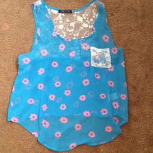 Blue and pink love culture top