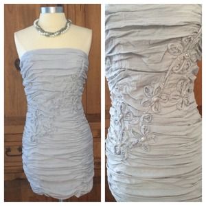 Strapless grey cocktail dress