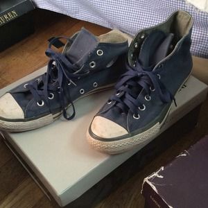 Woman's size 10 Used Converse light blue&white