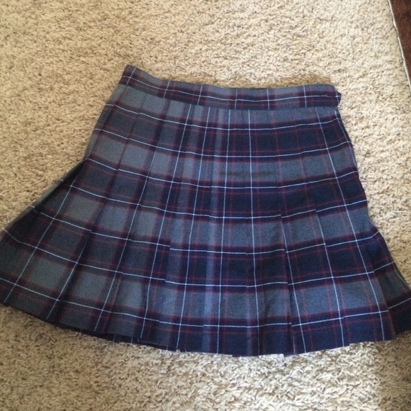 American Apparel Blue Plaid Pleated Mini Skirt