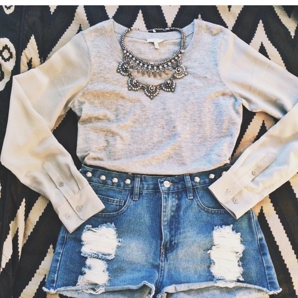 🎉7-17 HP🎉Joie grey pullover with silk sleeves