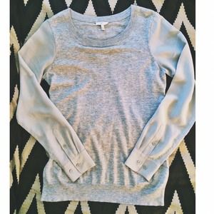 Joie Tops - π7-17 HPπJoie grey pullover with silk sleeves Joie Tops - π7-17 HPπJoie grey pullover with silk sleeves