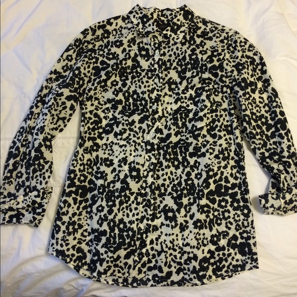 J. Crew Snow Leopard Shirt Sz 0