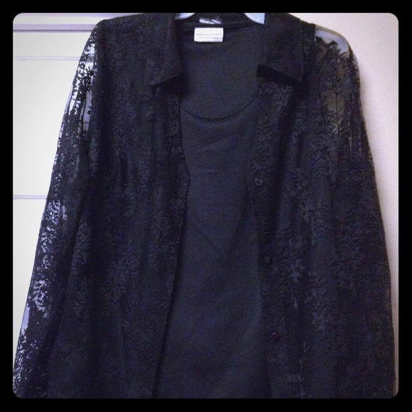 Beautiful black lace dress top.