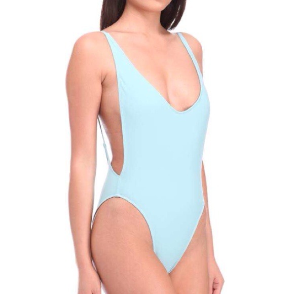 American apparel high cut one piece baby blue