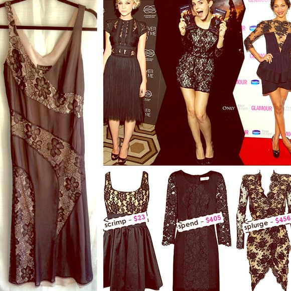 Nicole Miller Lace Black Nude Dress Cocktail Boho