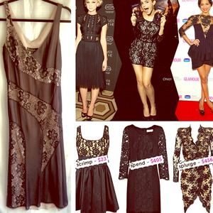 Nicole Miller Lace Black Nude Dress Cocktail Boho