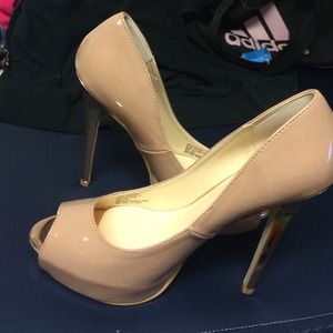Justfab nude rose gold heels