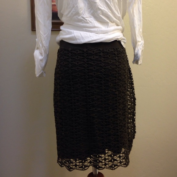 J.Crew Collection merino lace mini skirt brown Med - Picture 2 of 4