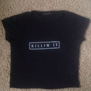 Brandy Melville Killin' It Crop Top Black