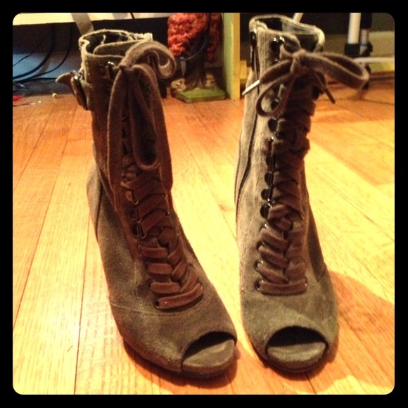 Reserve! Dark grey Open toe booties!