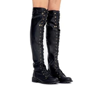 Rachel knee high lace up boots