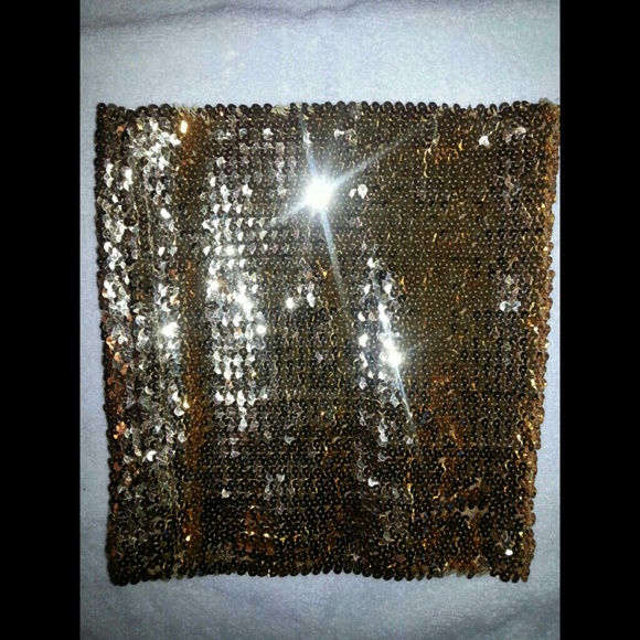Gold sequin tube top