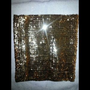 Gold sequin tube top