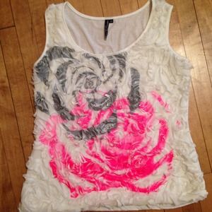 Spray painted rose detailed tank top