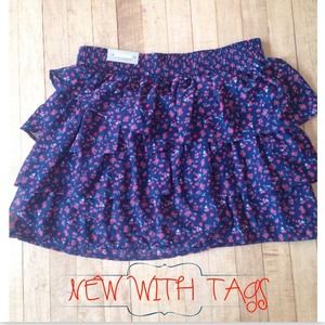NWT Maurice's navy blue rose print mini skirt
