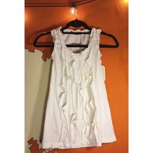 Anthropologie- Ivory ruffle tank! Size S