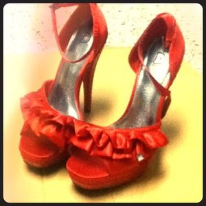 Red open toed high heel