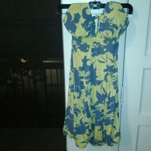 Light yellow and gray, Halter dress, padded