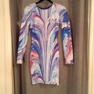 Bebe Watercolor Bodycon Dress