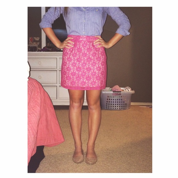 Pink lace skirt!
