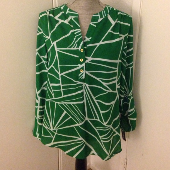 Green and white blouse