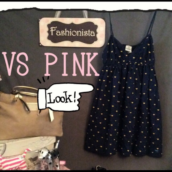 TRADED VS Pink navy blue gold star sundress sz S - Picture 4 of 4