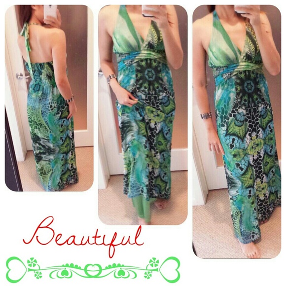 💟Tropical green maxi dress - Picture 2 of 3