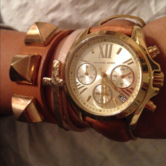 SoldMichael Kors Bradshaw Watch Leather Band Gold