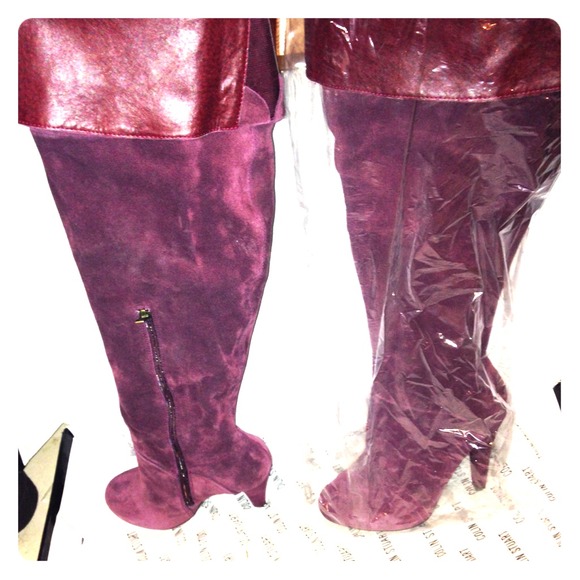 Knee high maroon boots